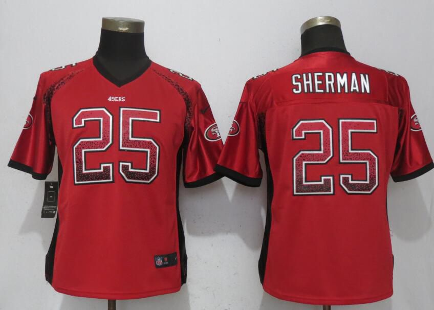 Women San Francisco 49ers #25 Sherman Drift Fashion Red Elite New Nike NFL Jerseys